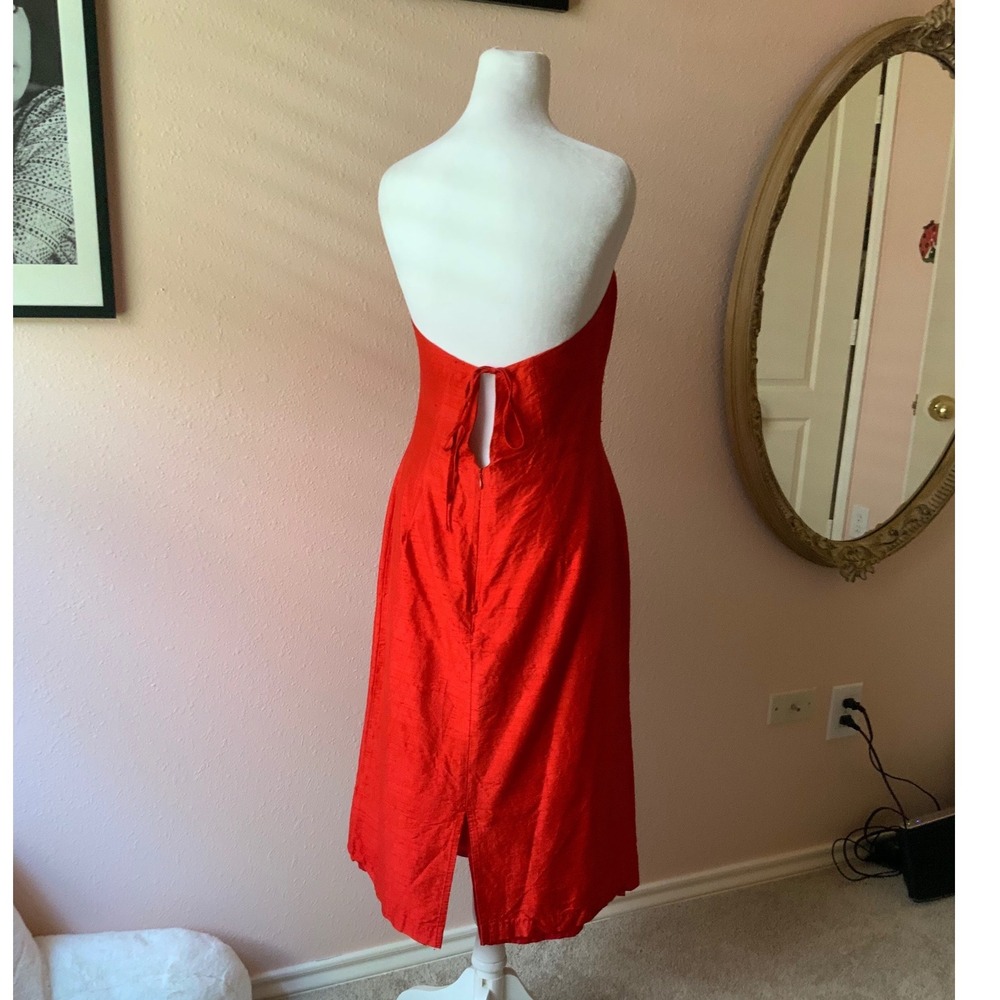 Vintage 80s / 90s Cherry Red Strapless Silk Cocktail Dress - Betty Boop! - Picture 3 of 6